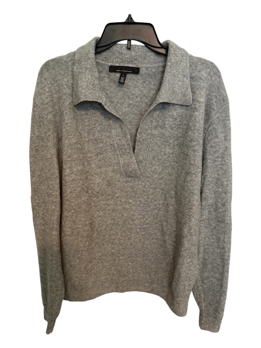 White House Black Market Gray Collared V-Neck Sweater